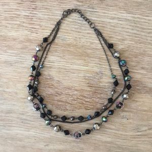Beaded Black and Floral Necklace